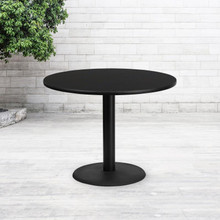 42'' Round Black Laminate Table Top with 24'' Round Table Height Base [FLF-XU-RD-42-BLKTB-TR24-GG]