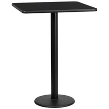 30'' Square Black Laminate Table Top with 18'' Round Bar Height Table Base [FLF-XU-BLKTB-3030-TR18B-GG]