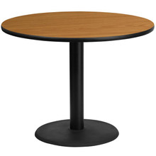 42'' Round Natural Laminate Table Top with 24'' Round Table Height Base [FLF-XU-RD-42-NATTB-TR24-GG]