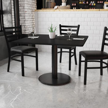 42'' Square Black Laminate Table Top with 24'' Round Table Height Base [FLF-XU-BLKTB-4242-TR24-GG]