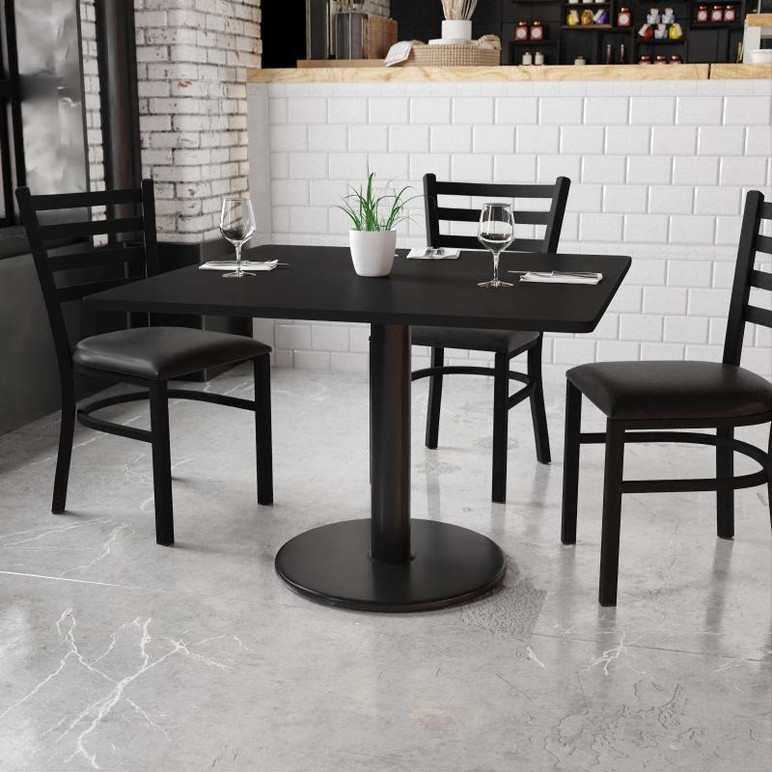 42'' Square Black Laminate Table Top with 24'' Round Table Height