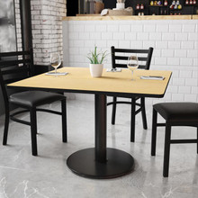 42'' Square Natural Laminate Table Top with 24'' Round Table Height Base [FLF-XU-NATTB-4242-TR24-GG]