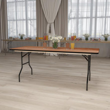 6-Foot Rectangular Wood Folding Banquet Table with Clear Coated Finished Top [FLF-YT-WTFT30X72-TBL-GG]