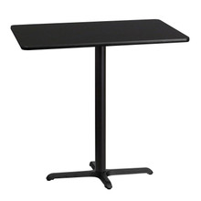 30'' x 42'' Rectangular Black Laminate Table Top with 23.5'' x 29.5'' Bar Height Table Base [FLF-XU-BLKTB-3042-T2230B-GG]