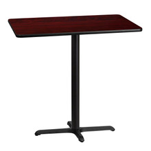 30'' x 42'' Rectangular Mahogany Laminate Table Top with 23.5'' x 29.5'' Bar Height Table Base [FLF-XU-MAHTB-3042-T2230B-GG]