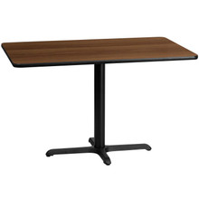 30'' x 48'' Rectangular Walnut Laminate Table Top with 23.5'' x 29.5'' Table Height Base [FLF-XU-WALTB-3048-T2230-GG]