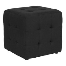 Avendale Tufted Upholstered Ottoman Pouf in Black Fabric [FLF-QY-S02-BK-GG]