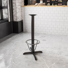 23.5'' x 29.5'' Restaurant Table X-Base with 3'' Dia. Bar Height Column and Foot Ring [FLF-XU-T2230-BAR-3CFR-GG]