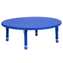 45'' Round Blue Plastic Height Adjustable Activity Table [FLF-YU-YCX-005-2-ROUND-TBL-BLUE-GG]