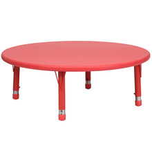 45'' Round Red Plastic Height Adjustable Activity Table [FLF-YU-YCX-005-2-ROUND-TBL-RED-GG]