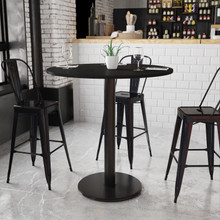 42'' Round Black Laminate Table Top with 24'' Round Bar Height Table Base [FLF-XU-RD-42-BLKTB-TR24B-GG]