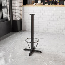 22'' x 22'' Restaurant Table X-Base with 3'' Dia. Bar Height Column and Foot Ring [FLF-XU-T2222-BAR-3CFR-GG]