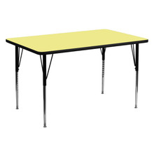 Wren 30''W x 60''L Rectangular Yellow Thermal Laminate Activity Table - Standard Height Adjustable Legs [FLF-XU-A3060-REC-YEL-T-A-GG]