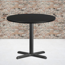 36'' Round Black Laminate Table Top with 30'' x 30'' Table Height Base [FLF-XU-RD-36-BLKTB-T3030-GG]