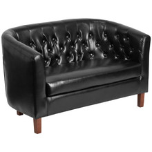 HERCULES Colindale Series Black LeatherSoft Tufted Loveseat [FLF-QY-B16-2-HY-9030-8-BK-GG]