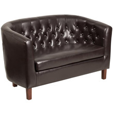HERCULES Colindale Series Brown LeatherSoft Tufted Loveseat [FLF-QY-B16-2-HY-9030-8-BN-GG]