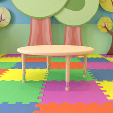 45" Round Natural Plastic Height Adjustable Activity Table [FLF-YU-YCX-005-2-ROUND-TBL-NAT-GG]