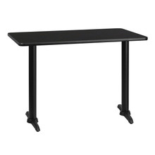 30'' x 42'' Rectangular Black Laminate Table Top with 5'' x 22'' Table Height Bases [FLF-XU-BLKTB-3042-T0522-GG]