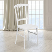 HERCULES Series White Resin Stacking Napoleon Chair [FLF-LE-L-MON-WH-GG]