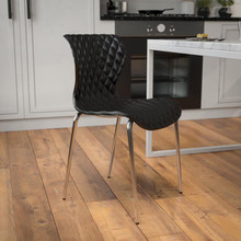 Lowell Contemporary Design Black Plastic Stack Chair [FLF-LF-7-07C-BLK-GG]