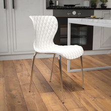 Lowell Contemporary Design White Plastic Stack Chair [FLF-LF-7-07C-WH-GG]