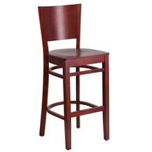 Lacey Series Solid Back Mahogany Wood Restaurant Barstool [FLF-XU-DG-W0094BAR-MAH-MAH-GG]