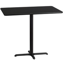 30'' x 48'' Rectangular Black Laminate Table Top with 23.5'' x 29.5'' Bar Height Table Base [FLF-XU-BLKTB-3048-T2230B-GG]