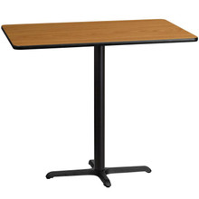 30'' x 48'' Rectangular Natural Laminate Table Top with 23.5'' x 29.5'' Bar Height Table Base [FLF-XU-NATTB-3048-T2230B-GG]