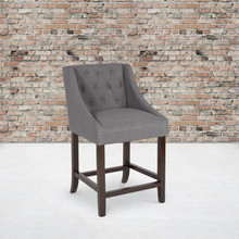 Carmel Series 24" High Transitional Tufted Walnut Counter Height Stool with Accent Nail Trim in Dark Gray Fabric [FLF-CH-182020-T-24-DKGY-F-GG]