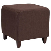 Ascalon Upholstered Ottoman Pouf in Brown Fabric [FLF-QY-S09-BRN-GG]