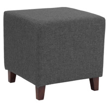 Ascalon Upholstered Ottoman Pouf in Dark Gray Fabric [FLF-QY-S09-DGY-GG]
