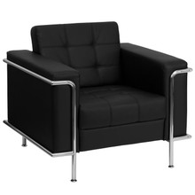 HERCULES Lesley Series Contemporary Black LeatherSoft Chair with Encasing Frame [FLF-ZB-LESLEY-8090-CHAIR-BK-GG]