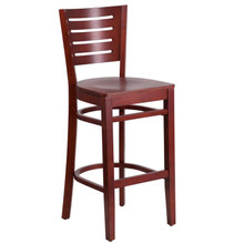 Darby Series Slat Back Mahogany Wood Restaurant Barstool [FLF-XU-DG-W0108BBAR-MAH-MAH-GG]