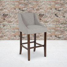 Carmel Series 30" High Transitional Walnut Barstool with Accent Nail Trim in Light Gray Fabric [FLF-CH-182020-30-LTGY-F-GG]