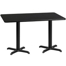30'' x 60'' Rectangular Black Laminate Table Top with 22'' x 22'' Table Height Bases [FLF-XU-BLKTB-3060-T2222-GG]