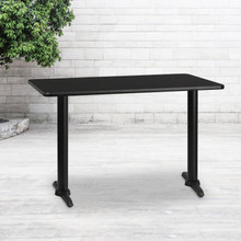 30'' x 48'' Rectangular Black Laminate Table Top with 5'' x 22'' Table Height Bases [FLF-XU-BLKTB-3048-T0522-GG]