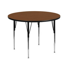 42'' Round Oak HP Laminate Activity Table - Standard Height Adjustable Legs [FLF-XU-A42-RND-OAK-H-A-GG]