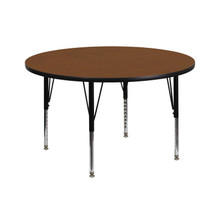 42'' Round Oak HP Laminate Activity Table - Height Adjustable Short Legs [FLF-XU-A42-RND-OAK-H-P-GG]