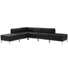 HERCULES Imagination Series Black LeatherSoft Sectional Configuration, 6 Pieces [FLF-ZB-IMAG-SECT-SET8-GG]