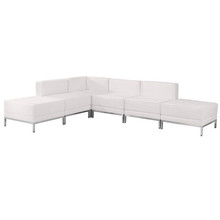 HERCULES Imagination Series Melrose White LeatherSoft Sectional Configuration, 6 Pieces [FLF-ZB-IMAG-SECT-SET8-WH-GG]
