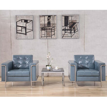 HERCULES Lesley Series Contemporary Gray LeatherSoft Chair with Encasing Frame [FLF-ZB-LESLEY-8090-CHAIR-GY-GG]