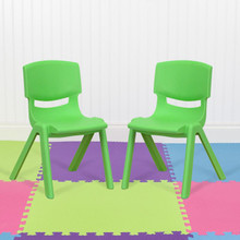 2 Pack Green Plastic Stackable School Chair with 12" Seat Height [FLF-2-YU-YCX-001-GREEN-GG]