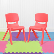 2 Pack Red Plastic Stackable School Chair with 12" Seat Height [FLF-2-YU-YCX-001-RED-GG]
