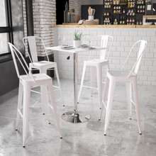 23.75'' Square Adjustable Height White Wood Table (Adjustable Range 33'' - 40.5'') [FLF-CH-1-GG]