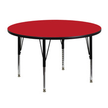 Wren 48'' Round Red HP Laminate Activity Table - Height Adjustable Short Legs [FLF-XU-A48-RND-RED-H-P-GG]