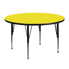 Wren 48'' Round Yellow HP Laminate Activity Table - Height Adjustable Short Legs [FLF-XU-A48-RND-YEL-H-P-GG]