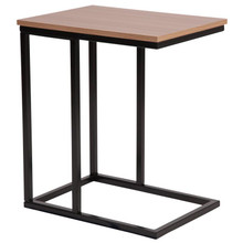 Aurora Rustic Wood Grain Finish Side Table with Black Metal Cantilever Base [FLF-NAN-ST6819-GG]