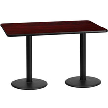 30'' x 60'' Rectangular Mahogany Laminate Table Top with 18'' Round Table Height Bases [FLF-XU-MAHTB-3060-TR18-GG]