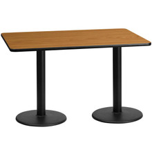 30'' x 60'' Rectangular Natural Laminate Table Top with 18'' Round Table Height Bases [FLF-XU-NATTB-3060-TR18-GG]