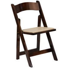 Fruitwood Wood Folding Chair with Vinyl Padded Seat